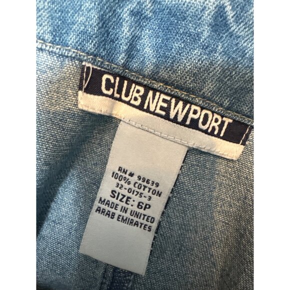 Vtg Club Newport Light Weight Denim Skirt Size 6P Cotton Midi Length Button-Fron - Picture 2 of 6